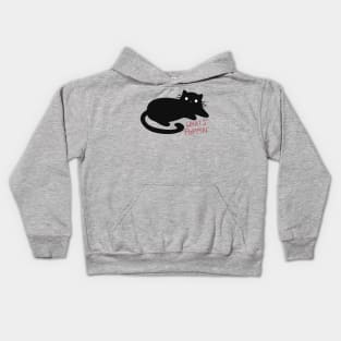 Black Cat “What’s Poppin“ Design | Cat Lover Gifts | Kawaii Handmade Illustration | By Atelier Serakara Kids Hoodie